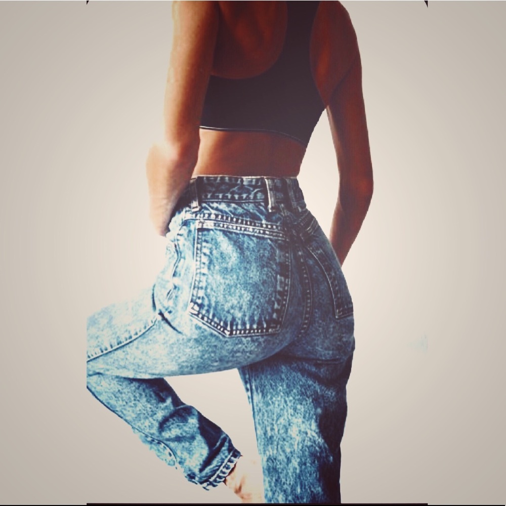 RARE LEVIS 522 High Waist Tapered Acid Wash Denim